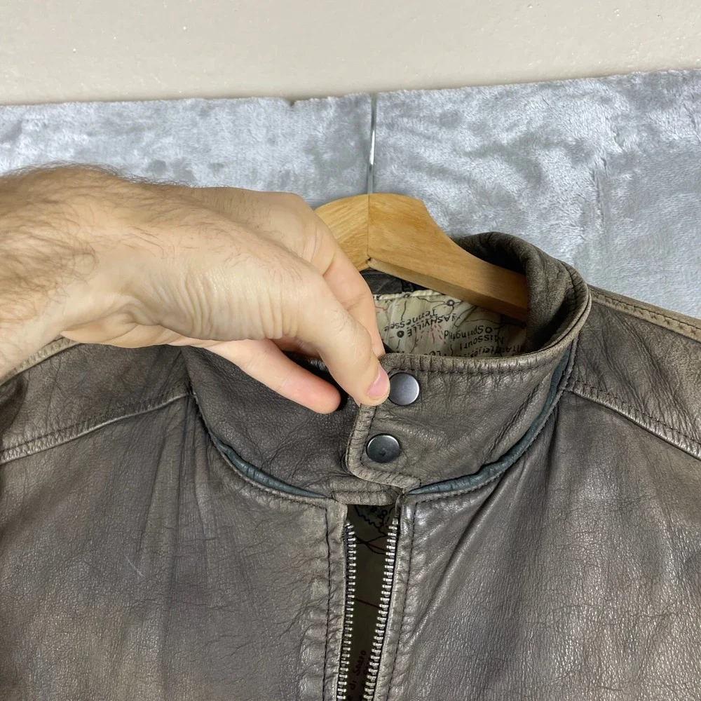 Vintage 80s Adidas Leather Jacket Mens L Brown Airborne Squad 1943 Bomber